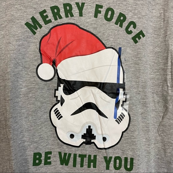 Star Wars Stormtrooper Merry Force Be With You Heather Gray Grey L Large Fandom - Picture 6 of 11